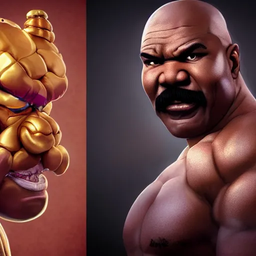 Image similar to ultra realistic steve harvey as balrog from street fighter, portrait, 4 k, ultra realistic, detailed focused art by artgerm and greg rutkowski and alphonse mucha