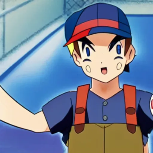 Prompt: a still from pokemon ash ketchum as chainsaw man