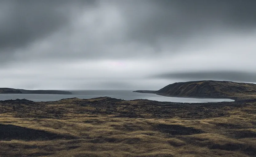 Prompt: icelandic landscape, moody, cinematic, muted colors,