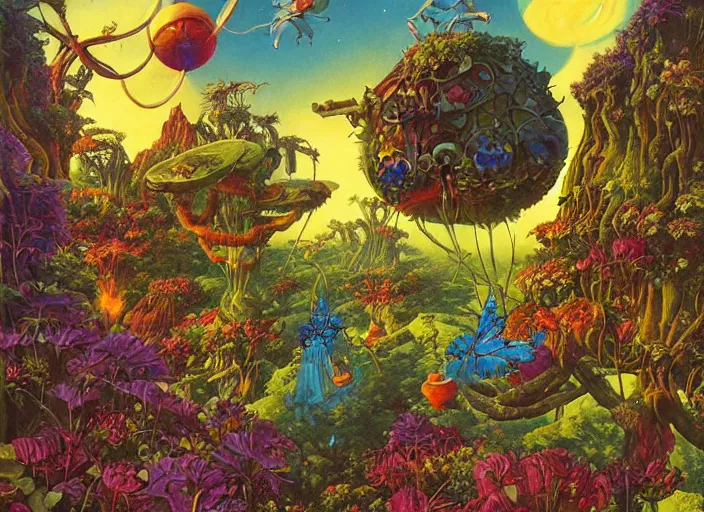 Image similar to fairy dance by kilian eng, chris foss, rodney matthews, robert mccall, jacek yerka and vladimir kush, oil on canvas