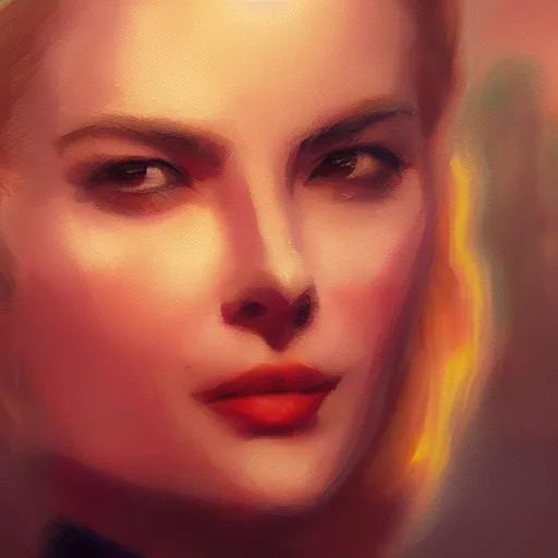 Image similar to a closeup portrait of a grace kelly, dramatic light, city background, sunset, dark, painted by stanley lau, painted by greg rutkowski, painted by stanley artgerm, digital art, trending on artstation