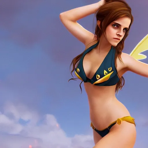 Prompt: Emma Watson as Eevee in a bikini, hyper realistic, artstation, 8k resolution