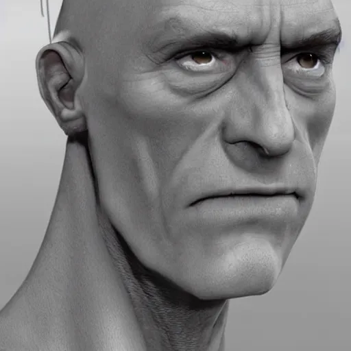 Image similar to A middle-aged Dr. Venture in real life with a hooked nose, a long gaunt face and skinny body and neck, very thin and bald, realistic, very realistic, hyperrealistic, highly detailed, very detailed, extremely detailed, detailed, digital art, oil painting, trending on artstation, headshot and bodyshot, detailed face, very detailed face, extremely detailed face, HD Quality, 8k resolution, very very detailed face, real life