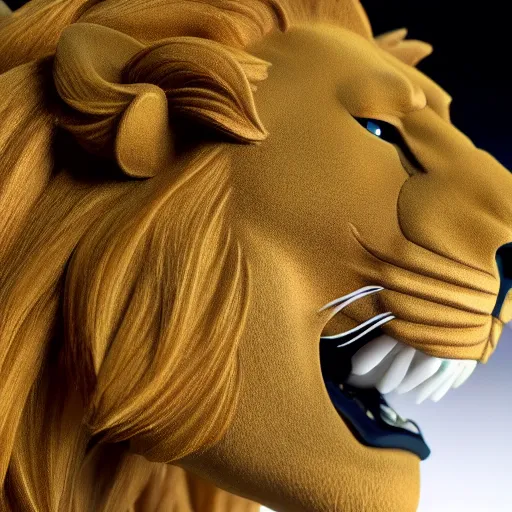 Prompt: a figma lion, side view, full body, 4 k, highly detailed