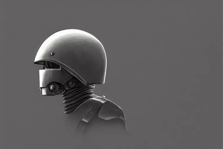 Prompt: cybernetic empire soldier in minimalistic helmet, dieter rams, image, elegant, highly detailed, sharp focus, illustration, beautiful, geometric, trending on artstation, battlefield, cinematic, artwork by wlop