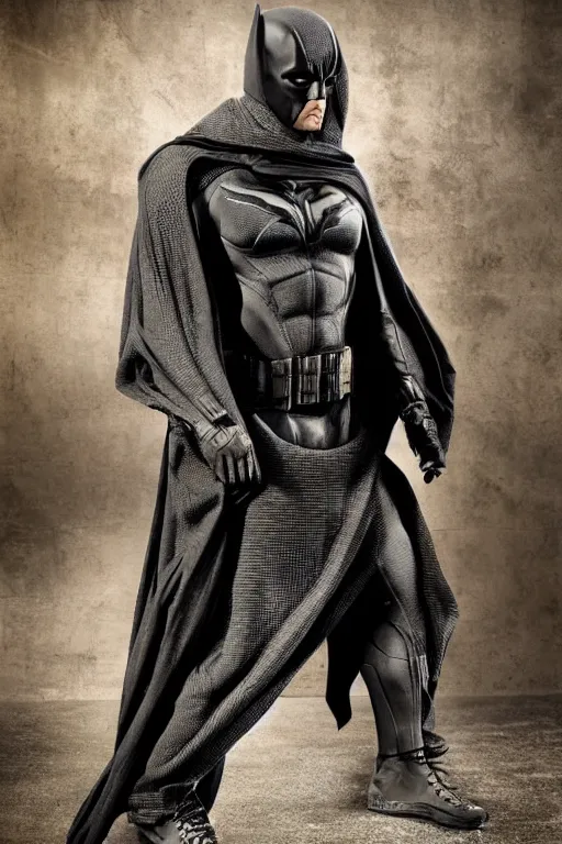 Prompt: detailed conceptual photography / bruce wayne wear taliban suit / with sandals / dramatically / detailed structure / intricate / sharp focus / smooth / rendered / center of interest