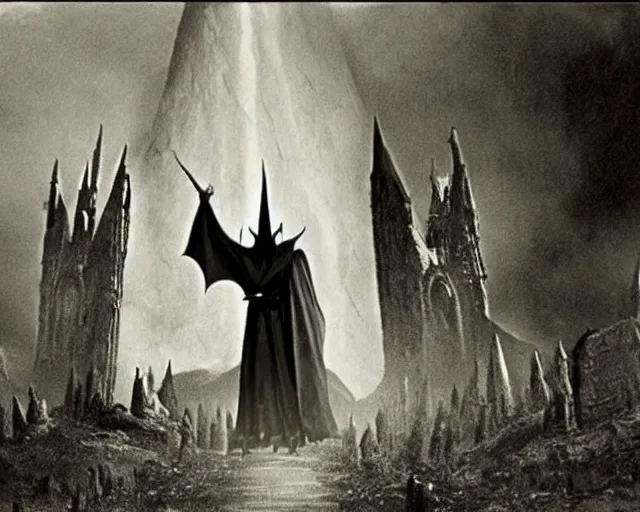 Image similar to vintage photograph of sauron from lord of the rings