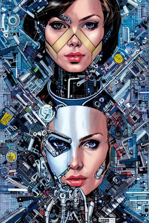 Image similar to a portrait of a beautiful cybernetically enhanced woman, by marvel comics and sandra chevrier