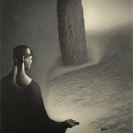 Image similar to zdzisław beksinski selfie