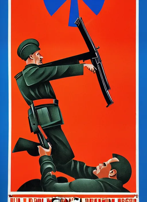 Prompt: soviet propaganda poster of an ak - 4 7, socialist realism. by alexander zelensky, viktor deni, havrylo pustoviyt