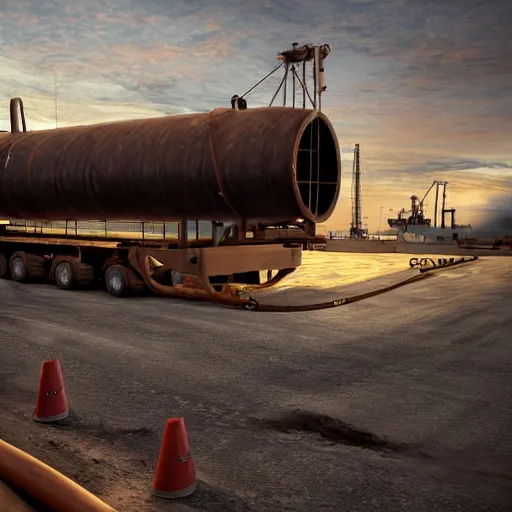 Prompt: tanker in the port loading wood , realistic photo, HDR, dramatic lighting, unreal engine render