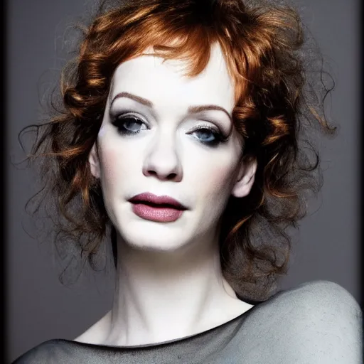Prompt: portrait of a beautiful Christina Hendricks with 1980s punk hairstyle by Mario Testino (1980), close up, detailed, award winning, Sony a7R