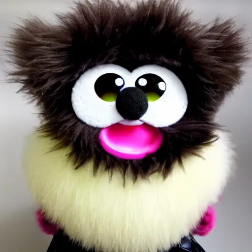 Image similar to an adorable fluffy furby muppet character with big gremlin ears