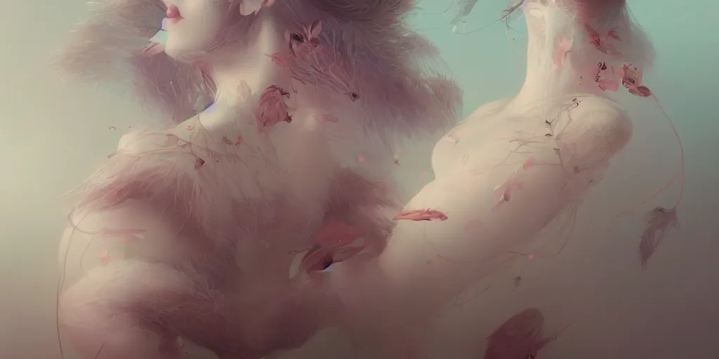 Image similar to breathtaking delicate detailed concept art painting creature, by hsiao - ron cheng, bizarre compositions, exquisite detail, pastel colors, 8 k