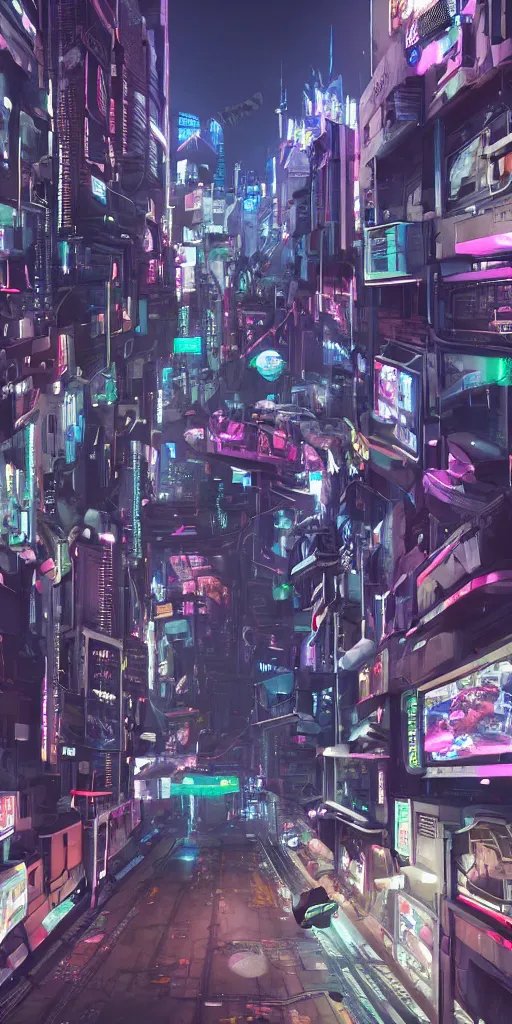 Image similar to cyberpunk street with drones patrolling