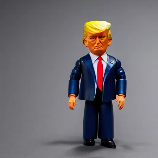 Image similar to close up of donald trump 8 0 s plastic action figure in its original box, dslr photo