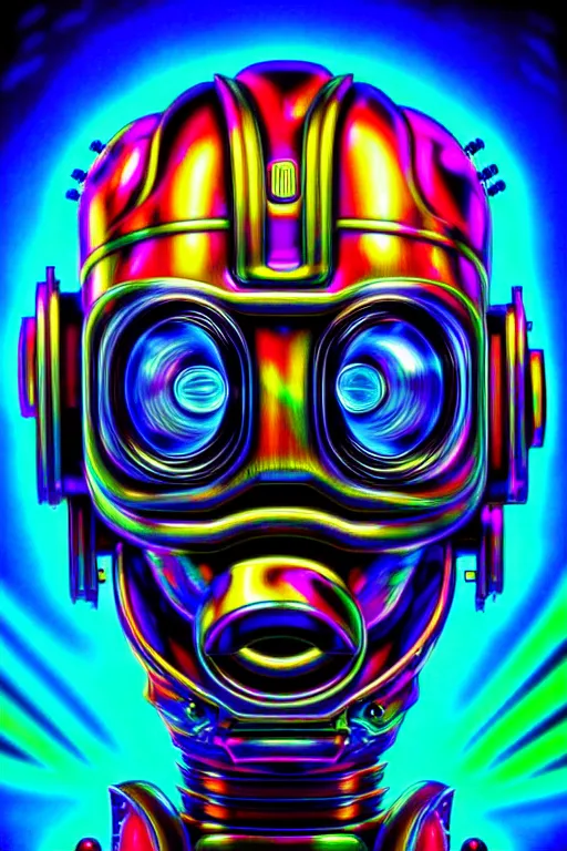 Image similar to maximalist overdetailed futuristic robot head portrait. lowbrow scifi artwork by kidsquidy ø - cult and subjekt zero. ray tracing hdr polished sharp in visionary psychedelic fineart style inspired by beastwreck jimbo phillips and salviadroid