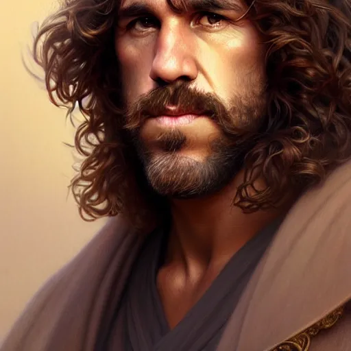 Prompt: Carles Puyol with a majestic beard, closeup, D&D, fantasy, intricate, elegant, highly detailed, digital painting, artstation, concept art, matte, sharp focus, illustration, art by Artgerm and Greg Rutkowski and Alphonse Mucha