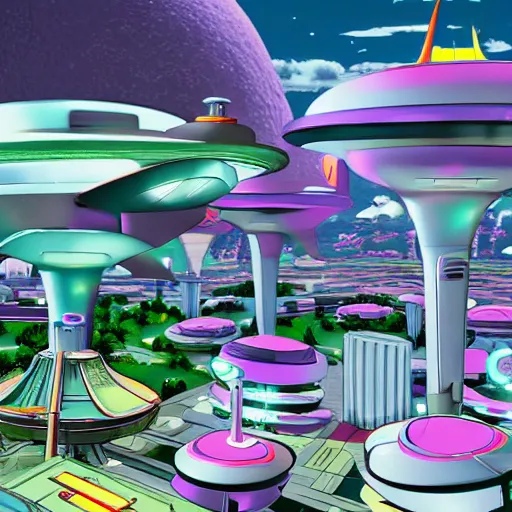 Image similar to the jetsons city in real life 4 k artstation