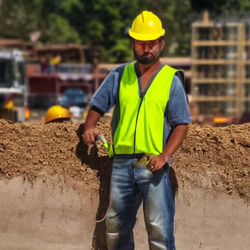 Prompt: a construction worker not wearing proper PPE