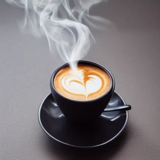 Prompt: Stunning image of a coffee cup full of steaming hot coffee by various artists