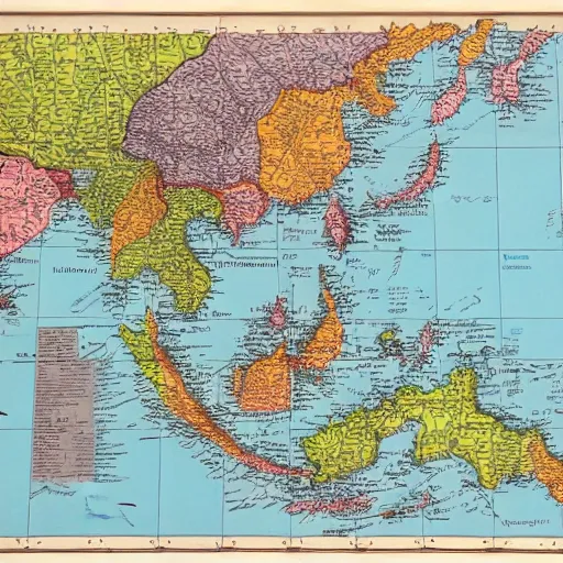 Prompt: a geographical map of South East Asia