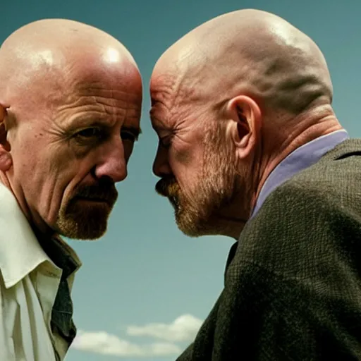 Image similar to mike ehrmantraut kissing walter white, face close up