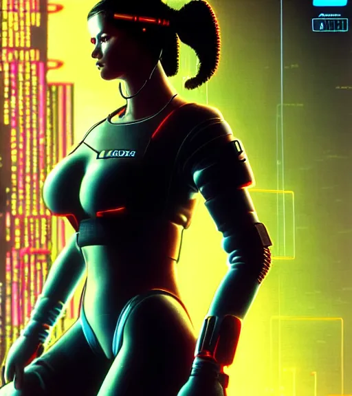 Image similar to cable plugged into cyberdeck, back of head, very very beautiful cyberpunk woman, computer, 1 9 7 9 omni magazine cover, style by vincent di fate, cyberpunk 2 0 7 7, very coherent, detailed, 4 k resolution, unreal engine, daz