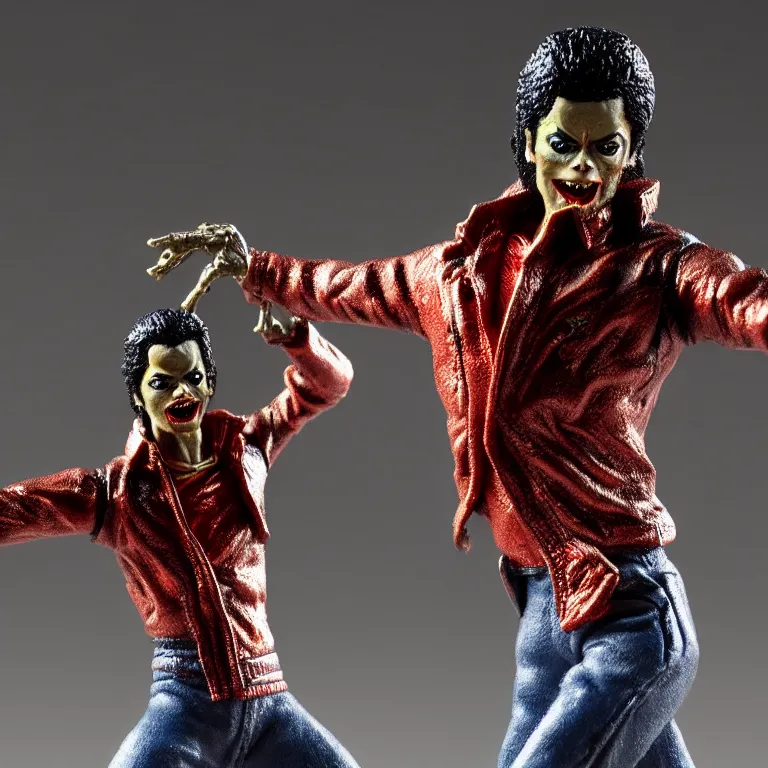 Image similar to michael jackson thriller toy statue, dance pose, zombie, hdr, sideshow collectibles, high detail,