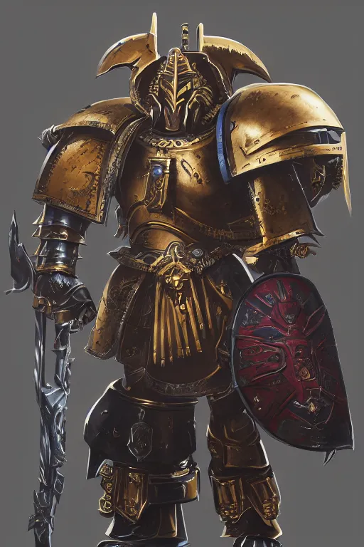 Image similar to armor portrait heros warhammer 4 0 k horus heresy fanart - the primarchs emperor by johannes helgeson animated with vfx concept artist & illustrator global illumination ray tracing hdr fanart arstation zbrush central hardmesh 8 k octane renderer comics stylized