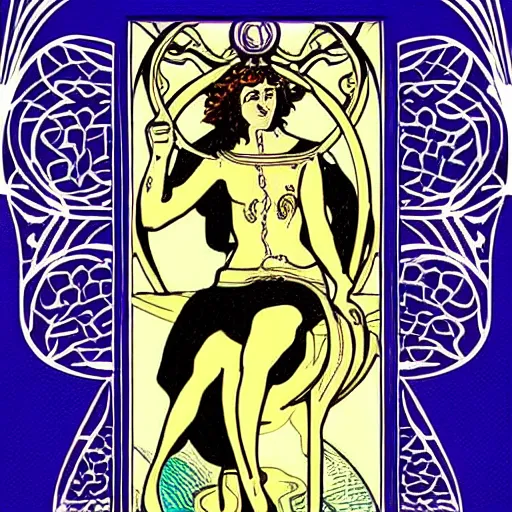 Prompt: tarot card ace of cups, art nouveau style