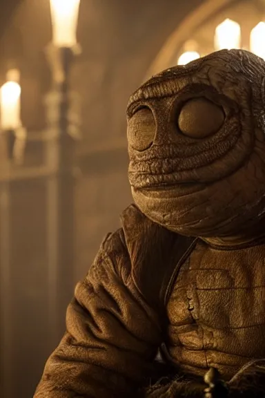 Image similar to very very intricate photorealistic photo of a goomba in an episode of game of thrones, photo is in focus with detailed atmospheric lighting, award - winning details