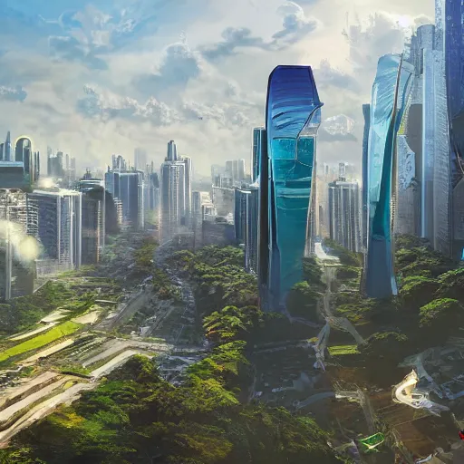 Image similar to futuristic sao paulo, 4 k, sunny day, art by terraform studio, art by ryan woodhouse