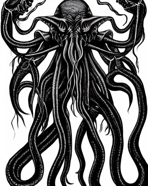 Prompt: cthulhu straitjacket!! black ink on paper, trending on artstation, beautiful, intricate, detailed