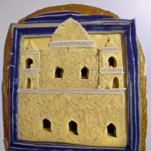 Image similar to cheese a reconstruction of the cheese taj mahal made ot of different cheeses, cheese