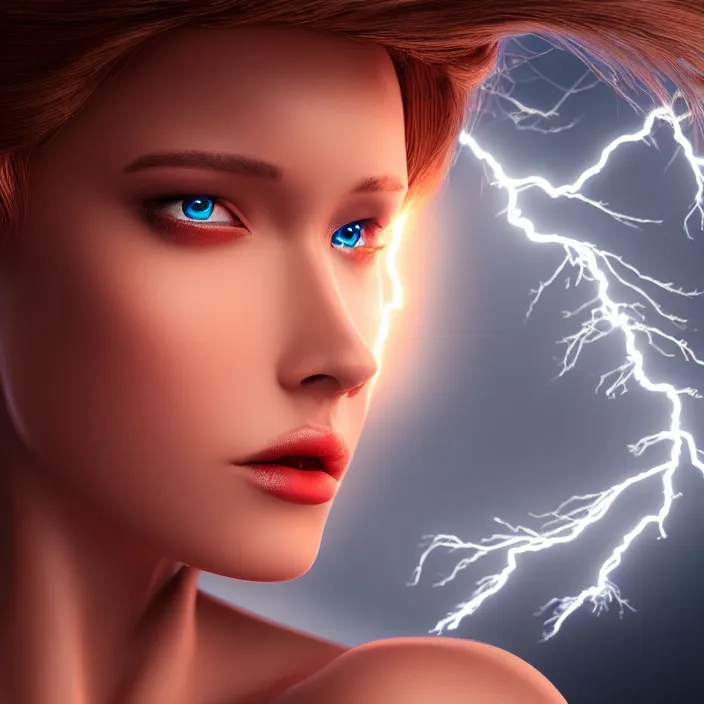 Prompt: photograph of a real-life beautiful lightning queen . Extremely detailed. 8k