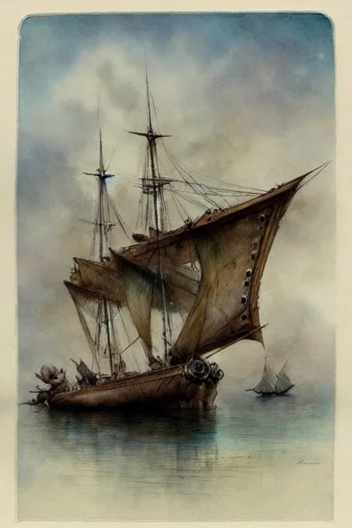 Image similar to (((((1950s fantasy boat . muted colors.))))) by Jean-Baptiste Monge !!!!!!!!!!!!!!!!!!!!!!!!!!!