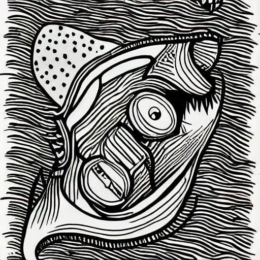 Prompt: illustration of an angler fish, in the style of robert geronimo, deep sea, stylized linework, ornamentation, artistic, muted color