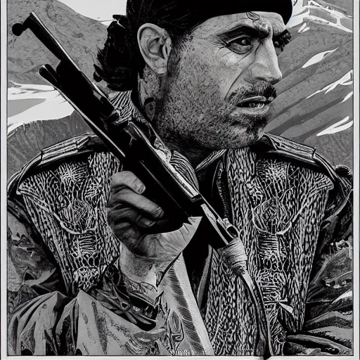 Image similar to a kurdish freedom fighter in the kurdish mountains art by martin ansin, highly detailed, 8 k, high resolution, award winning art, incredibly intricate