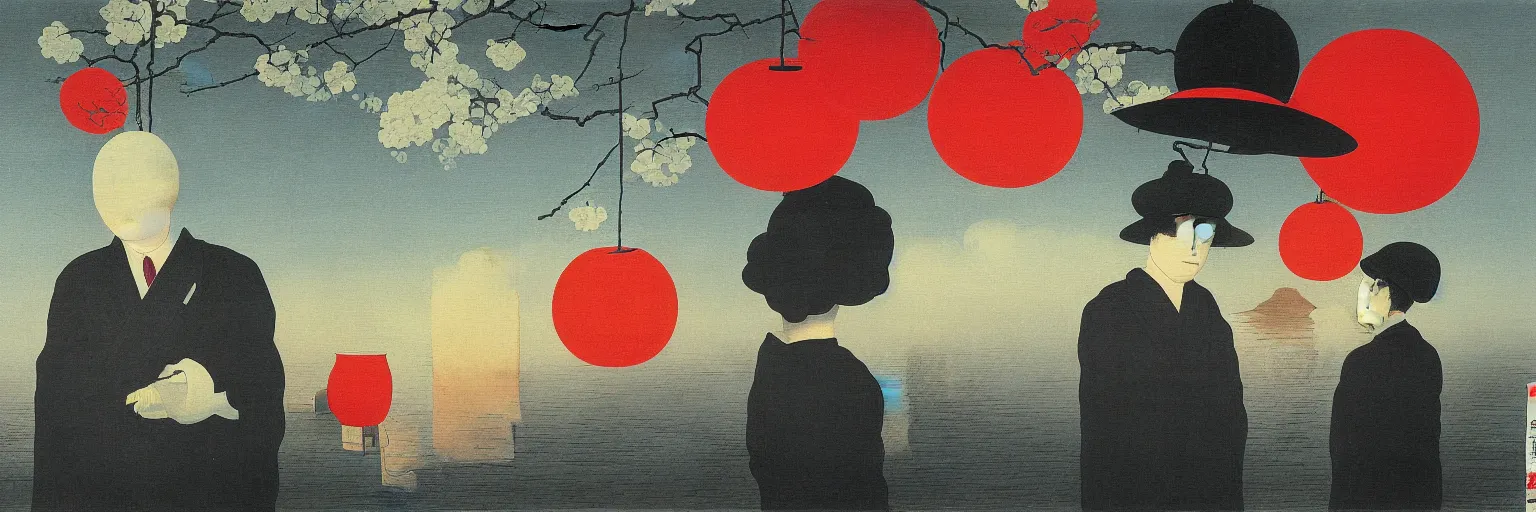 Prompt: japanese lantern painting magritte