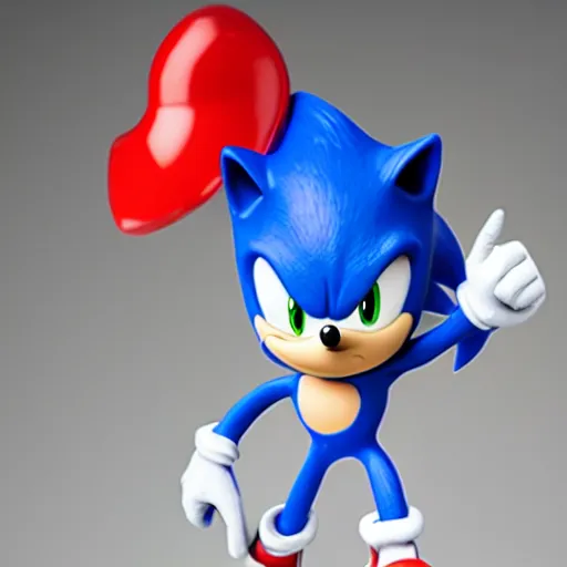 Image similar to Extremely detailed plastic figurine of Sonic the Hedgehog, studio lightning, product photo, professional photography.