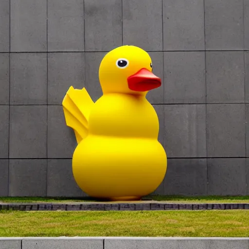 Prompt: giant statue of a rubber ducky in the brutalist style