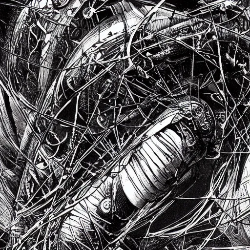 Prompt: birthing pod by tsutomu nihei, inked, minute details, desolation, hyper realistic, cosmic horror, biomechanical, beautiful