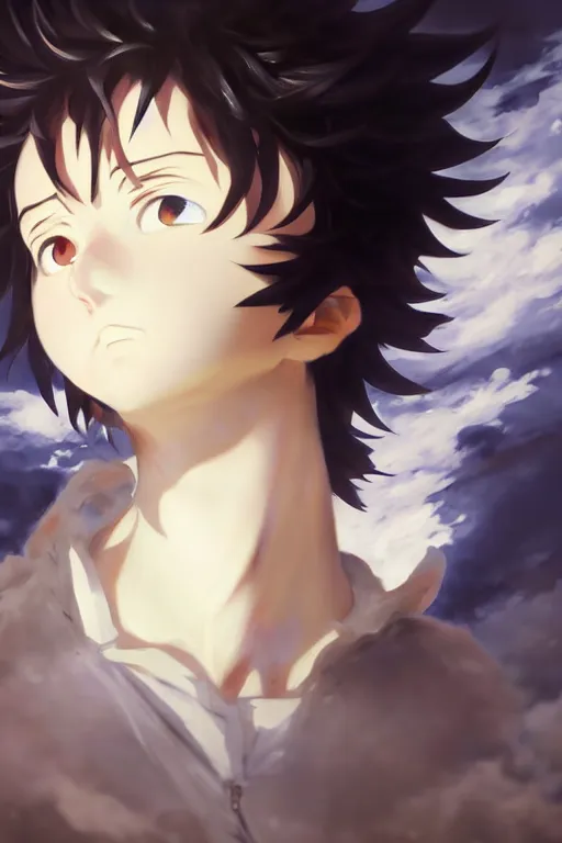 Image similar to baroque oil painting full body portrait character concept art, anime key visual of killua zoldyck studio lit directed gaze, trending on pixiv fanbox, painted by greg rutkowski makoto shinkai takashi takeuchi studio ghibli