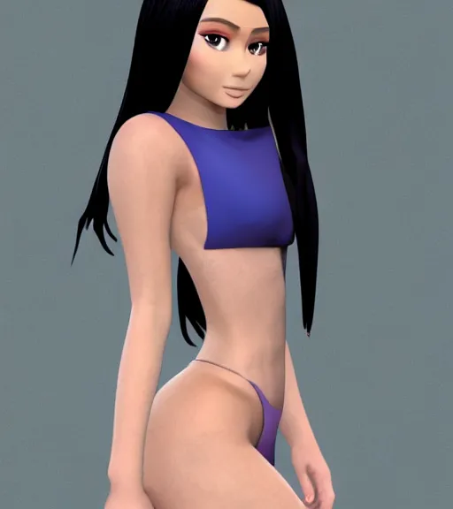 Prompt: anime 3d render, kylie Jenner wearing a swimsuit in an abandoned school, pose: rear hand on waist