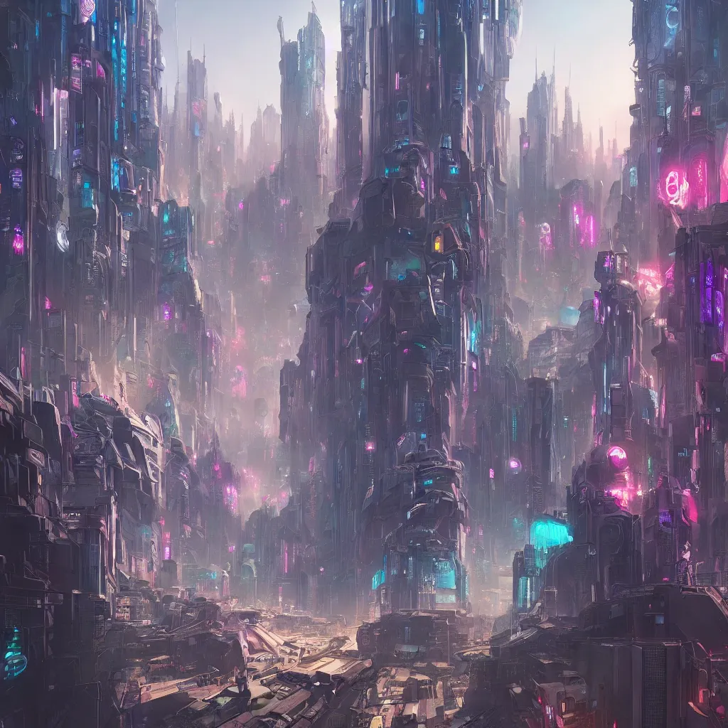 Image similar to a cyberpunk city in utopian future, by alex grey and greg rutkowski, trending on artstation, concept art