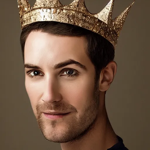 Image similar to man with a crown, smirk