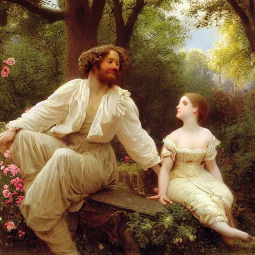 Image similar to Springtime, by Pierre-Auguste Cot, with an adult couple
