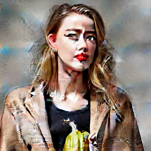 Image similar to gourd with face of amber heard hybrid intercross mix as a gourd