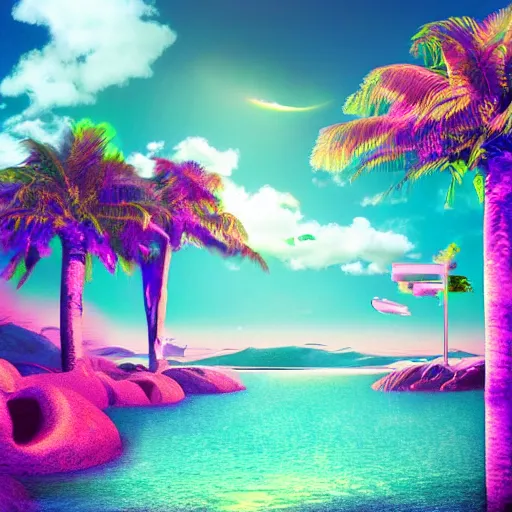 Prompt: surreal vaporwave dreamscape